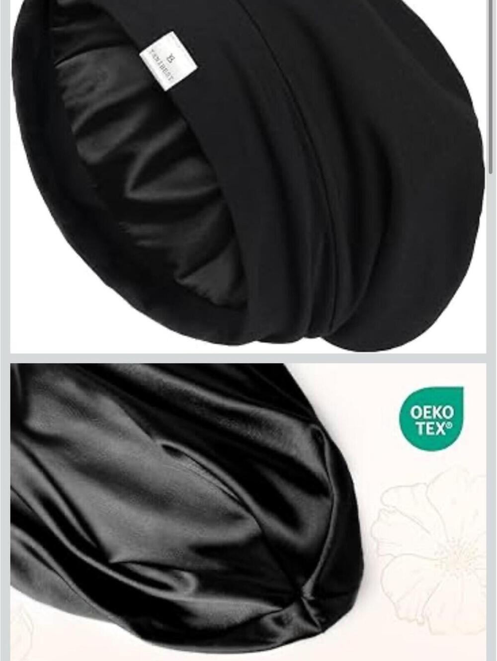Satin-Lined Black Hair Bonnet -